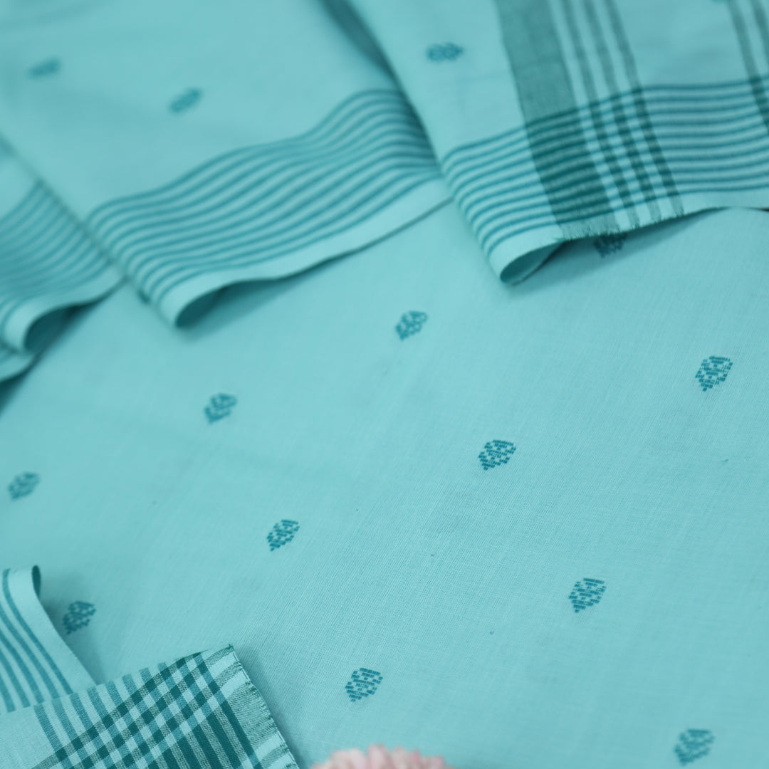 Chaahat Sage Ocean Green Thread Weaved Handloom Cotton Suit Set