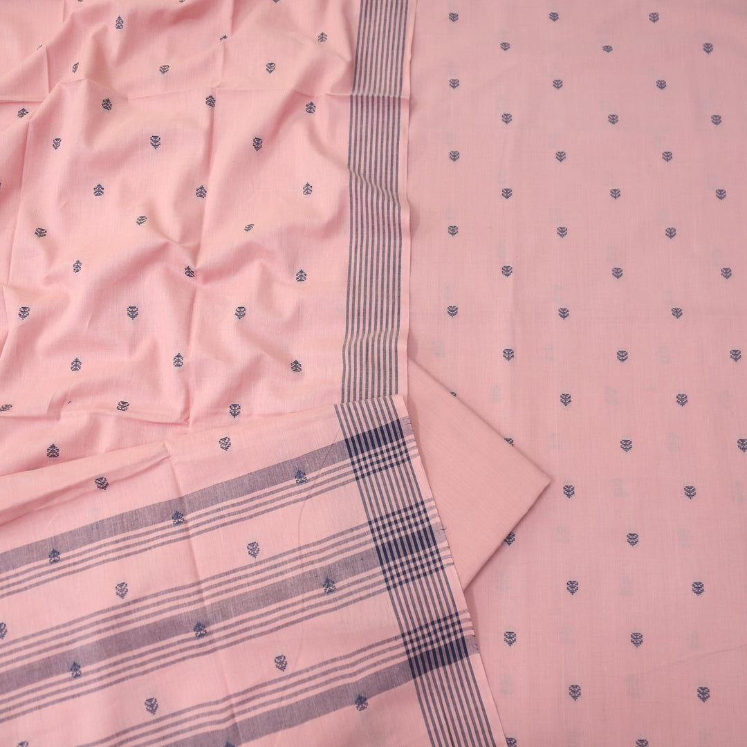 Chaahat Soft Pink Thread Weaved Handloom Cotton Suit Set
