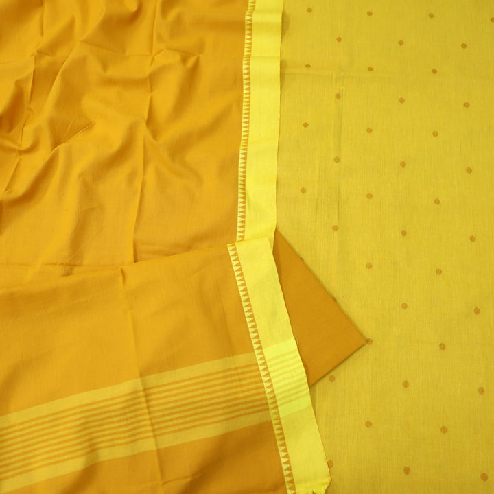 Chaahat Sunflower Yellow Thread Weaved Temple Hem Cotton Suit Set