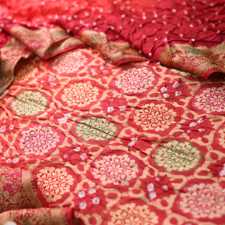 Nirvi Bride Red All Over Bandhej Work Crepe Silk Set
