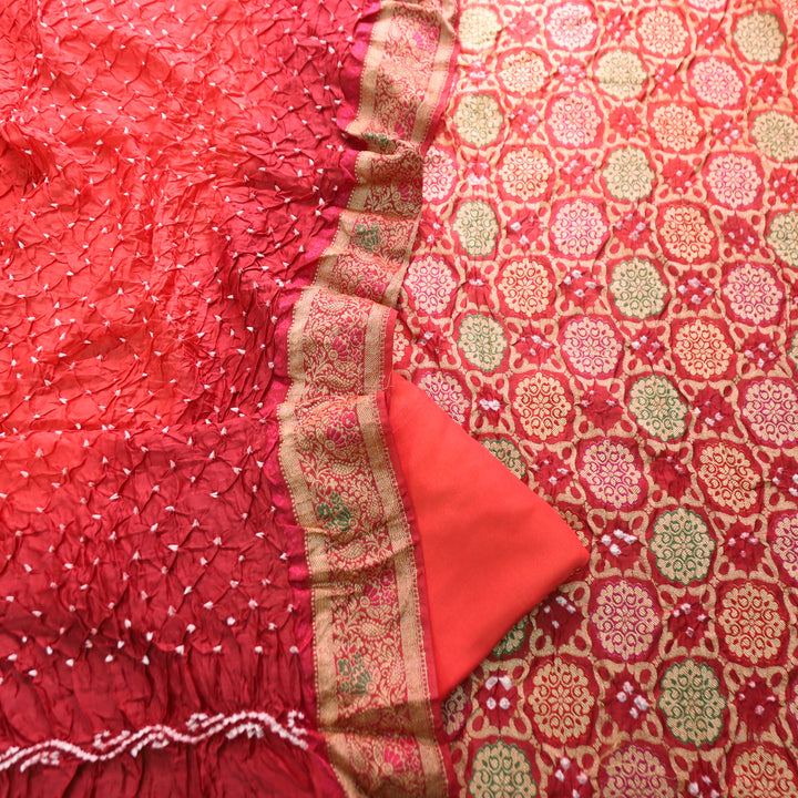 Nirvi Bride Red All Over Bandhej Work Crepe Silk Set
