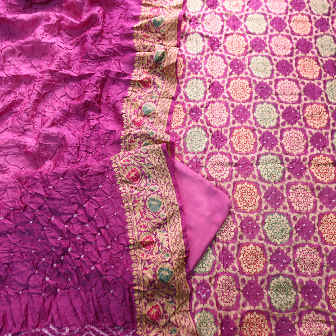 Nirvi Royal Purple All Over Bandhej Work Crepe Silk Set