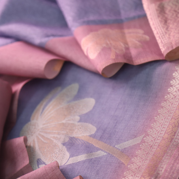 Barista Soft Lilac All Over Zari Weaved Work Chanderi Suit Set