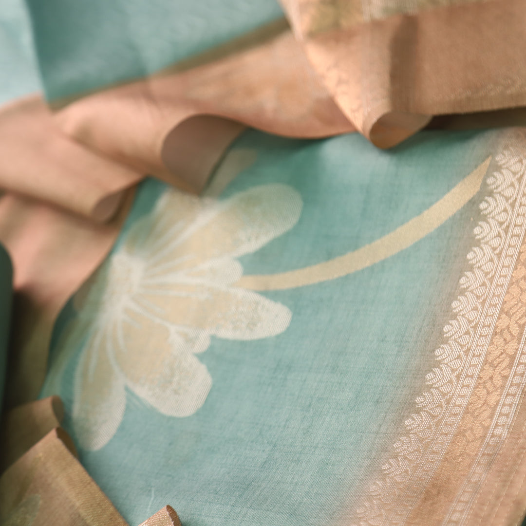 Barista Sea Green All Over Zari Weaved Work Chanderi Suit Set