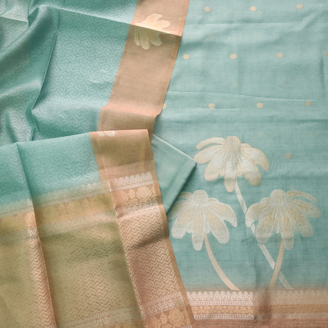 Barista Sea Green All Over Zari Weaved Work Chanderi Suit Set