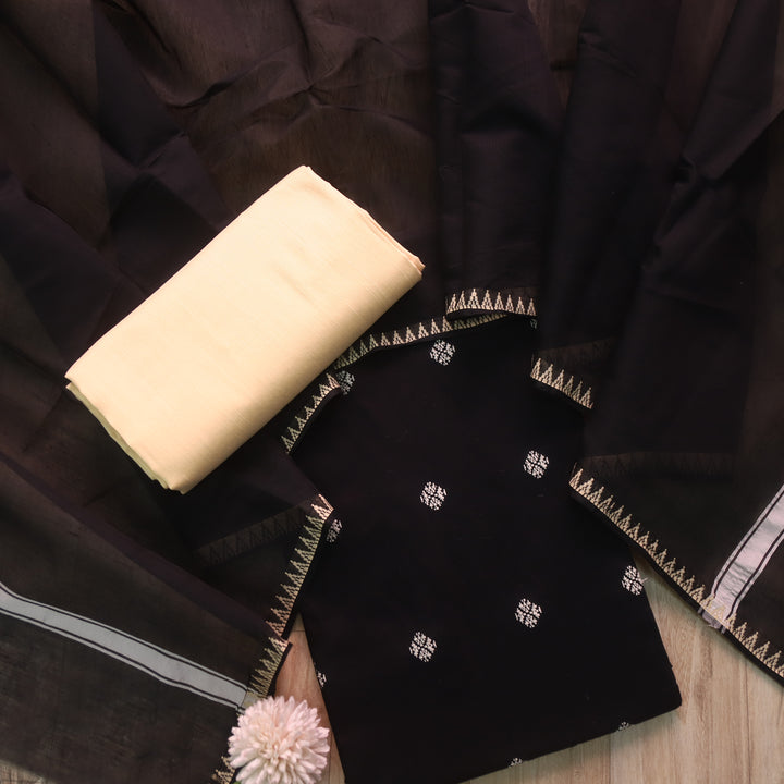 Chaahat Oil Black Thread Weaved Work Chanderi Tussar Silk Suit Set
