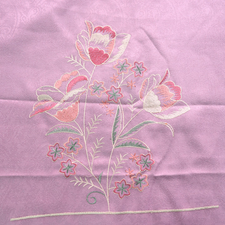 Shivahi Lilly Lavender Thread Embroidery Semi Pashmina Winter Set