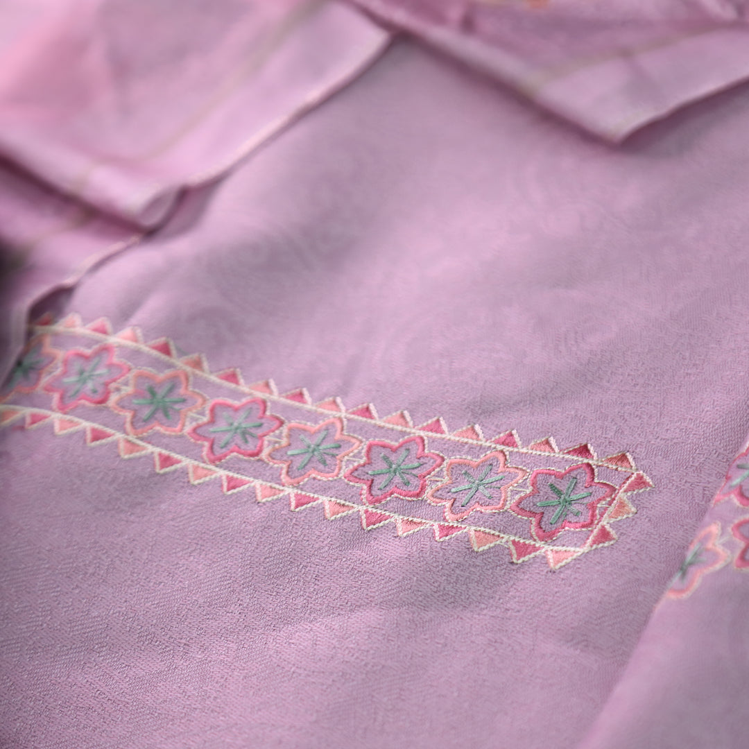 Shivahi Lilly Lavender Thread Embroidery Semi Pashmina Winter Set