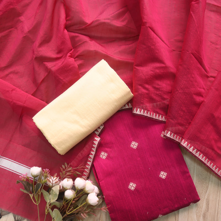 Chaahat Magenta Pink Thread Weaved Work Chanderi Tussar Silk Suit Set