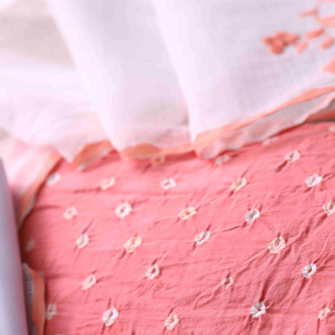 Bandegi Softy Pink Authentic Bandhej Work Cotton Suit Set