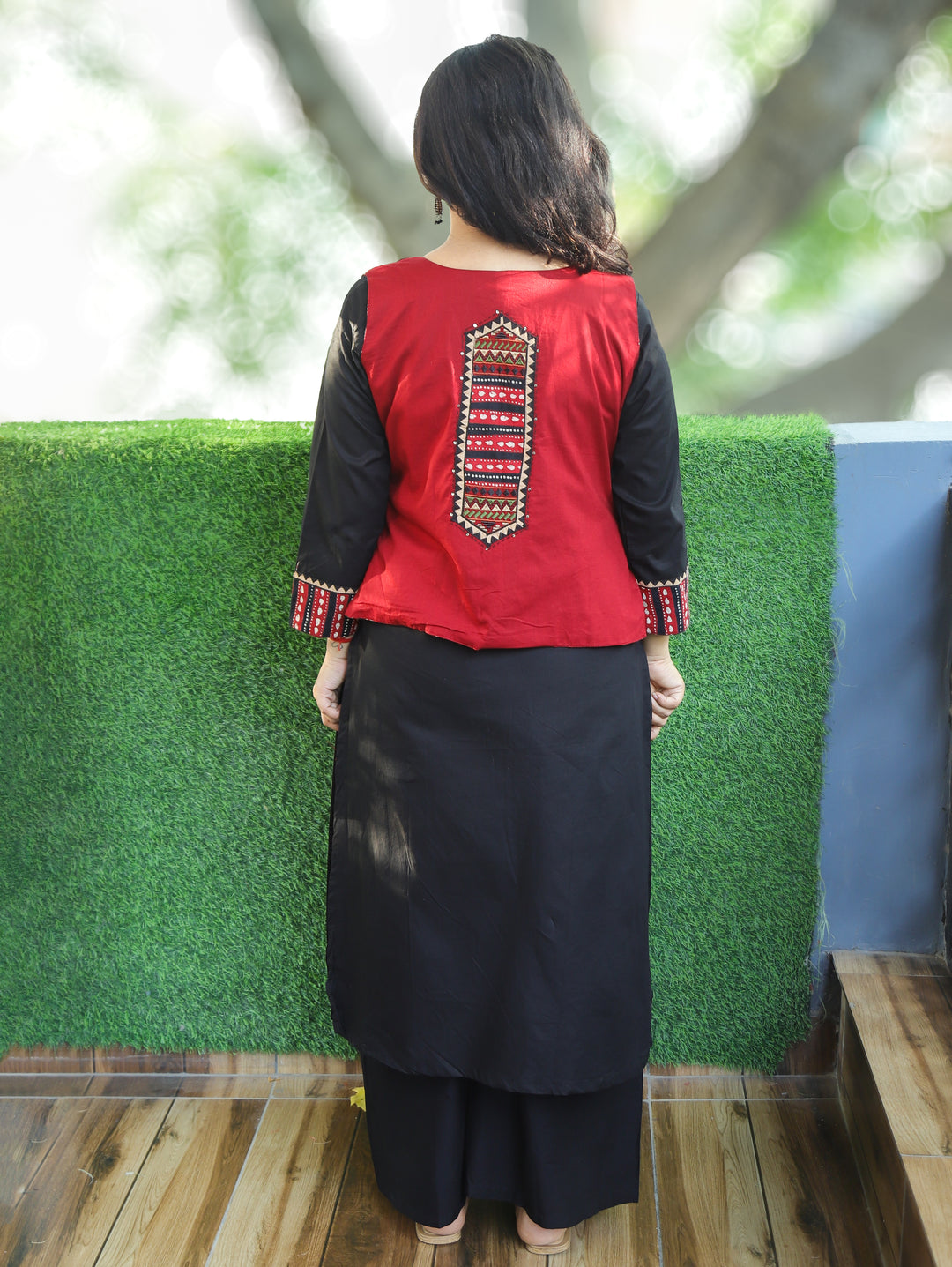 Rysa Ebony Black Cotton Jacket Set