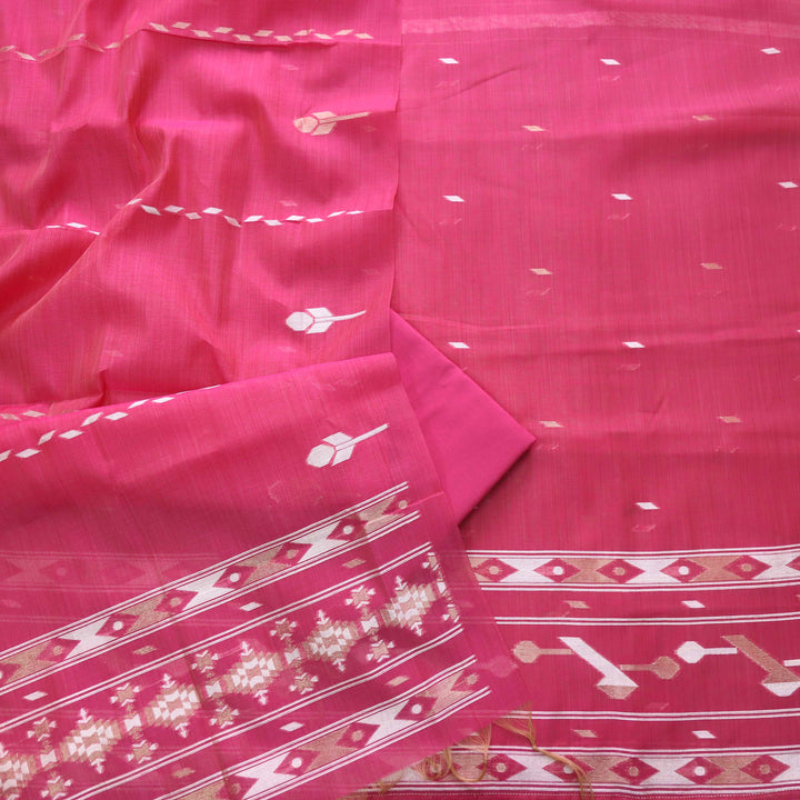 Jannat Magenta Pink Authentic Jamdani Top and Jamdani Dupatta-D1