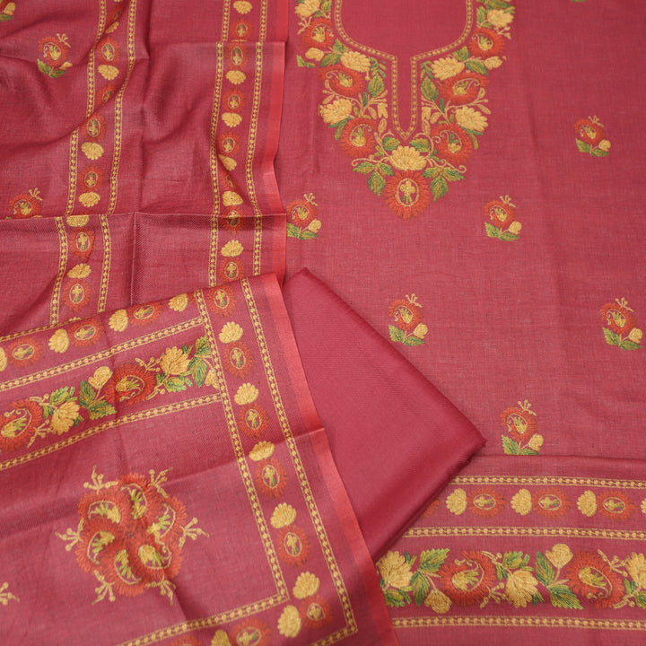 Mahima Magenta Mauve Digital Kashmiri Printed Semi Pashmina Winter Set
