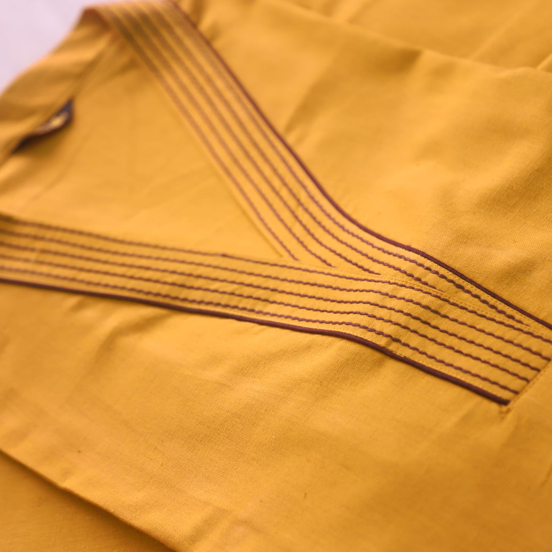 Tiara Turmeric Yellow Running Thread Work Cotton Flex 2 Piece Set