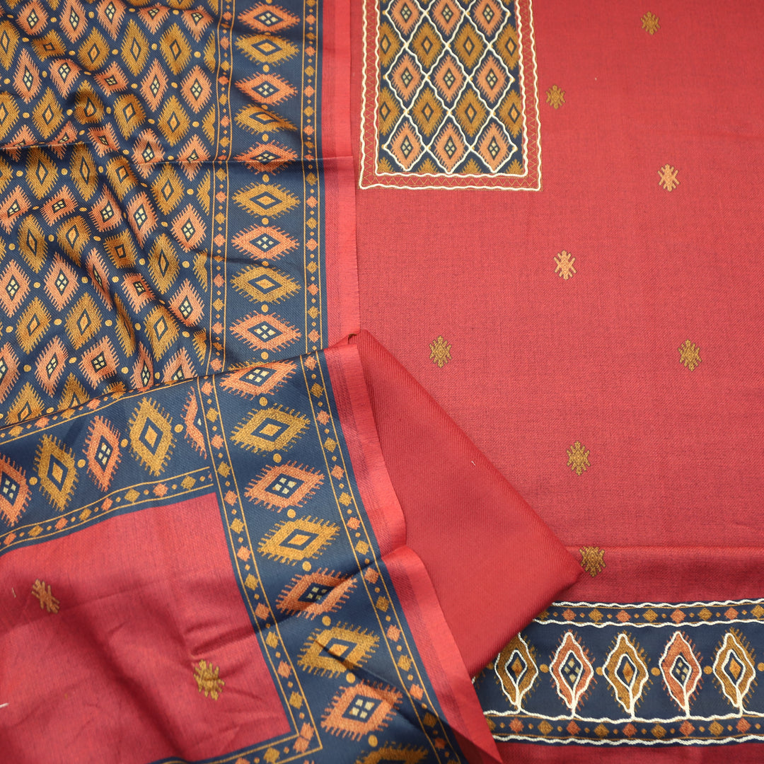 Sarvari Mauve Blush Thread Work Yoke Semi Pashmina Winter Set