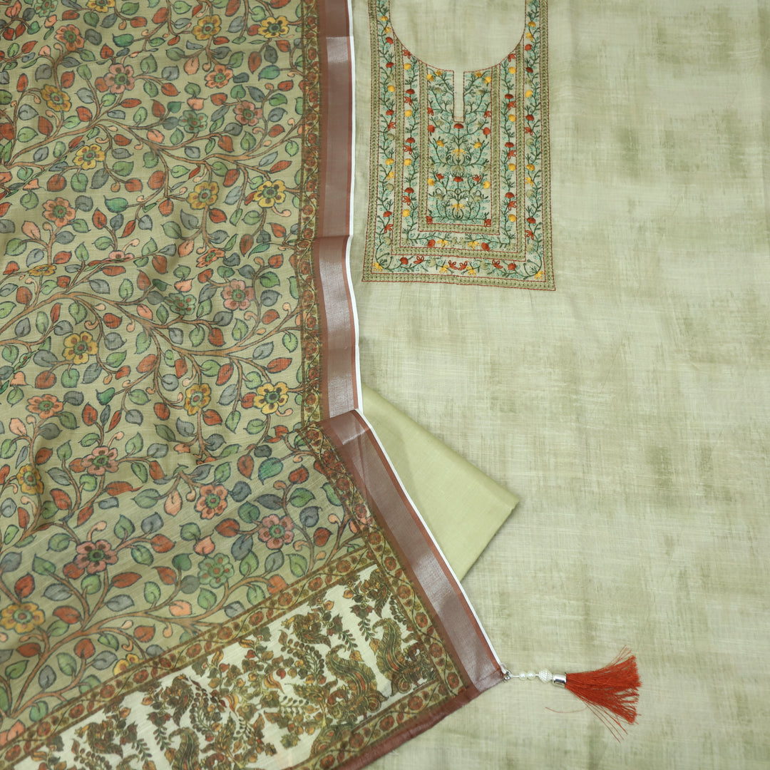 Fanaa Mellow Yellow Thread Embroidered Work Cotton Linen Suit Set