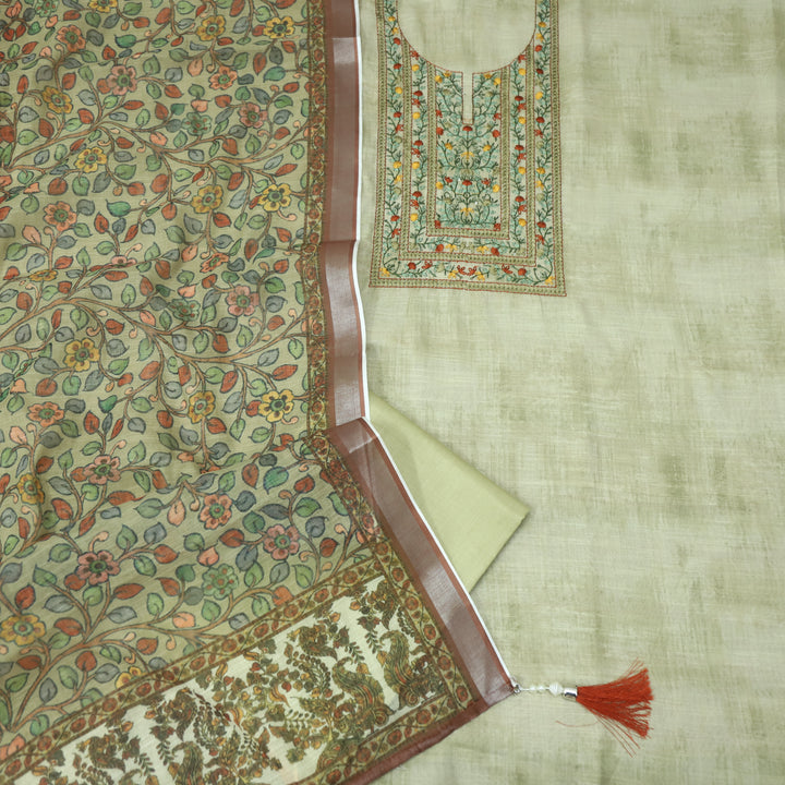 Fanaa Mellow Yellow Thread Embroidered Work Cotton Linen Suit Set