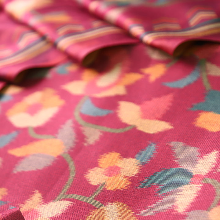 राजवाड़ी Burgundy Wine Digital Floral Burberry Printed Semi Pashmina Winter Set
