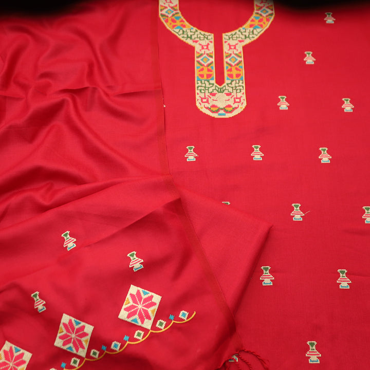 Shanya Rani Pink Cross-Stitch Embroidery Semi Pasmina Winter Set