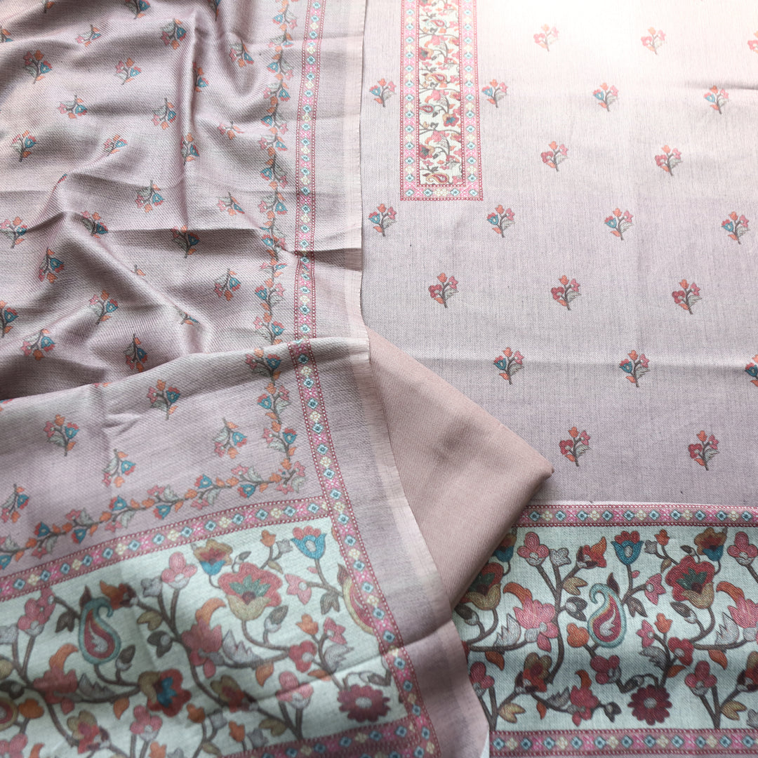 Rajshvi Mauve Lilac with Digital Floral Printed Semi Pahmina WInter Set