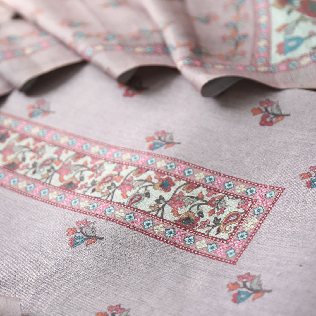 Rajshvi Mauve Lilac with Digital Floral Printed Semi Pahmina WInter Set