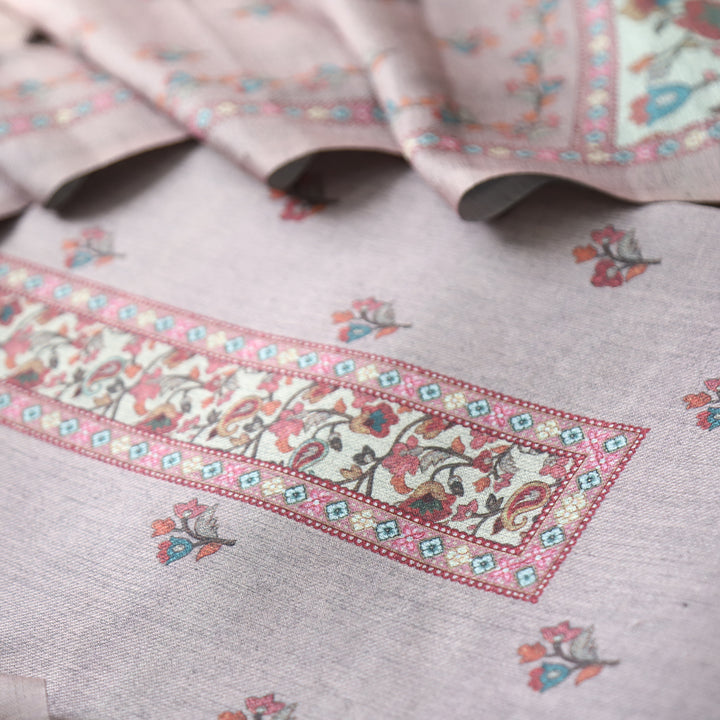 Rajshvi Mauve Lilac with Digital Floral Printed Semi Pahmina WInter Set