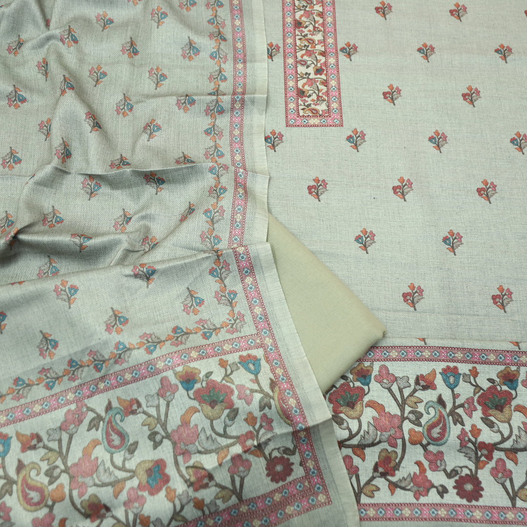 Rajshvi Moss Green with Digital Floral Printed Semi Pahmina WInter Set