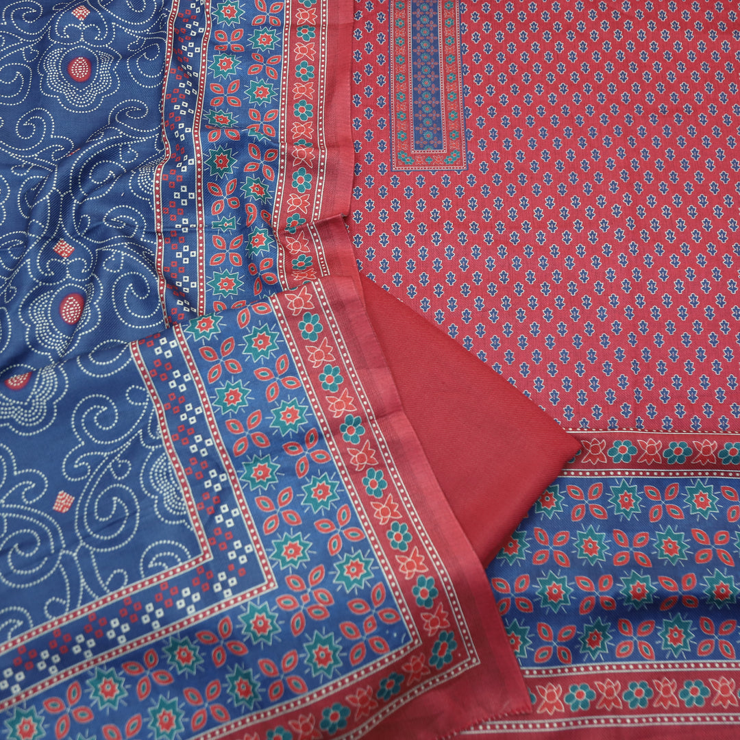 Gulabkari Blush Mauve Digital Printed Semi Pashmina Winter Set