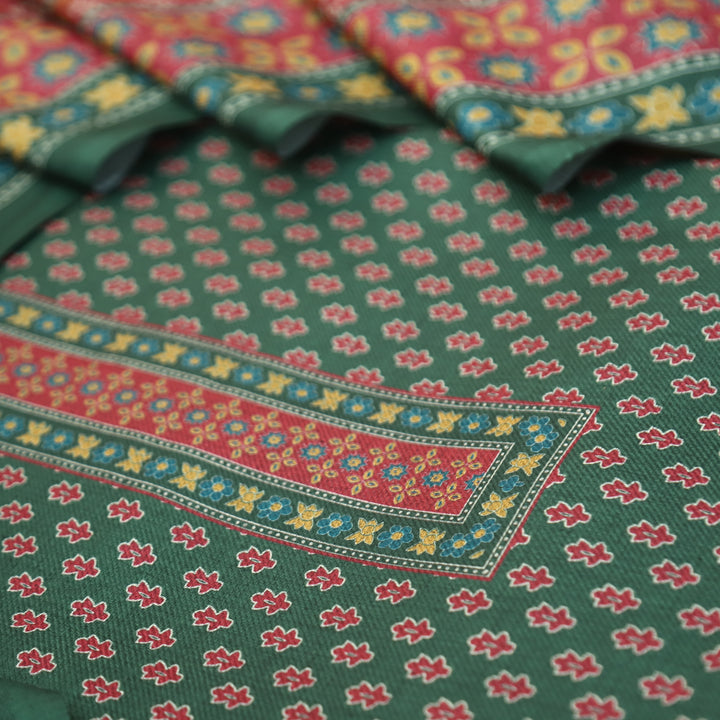 Gulabkari Bottle Green Digital Printed Semi Pashmina Winter Set