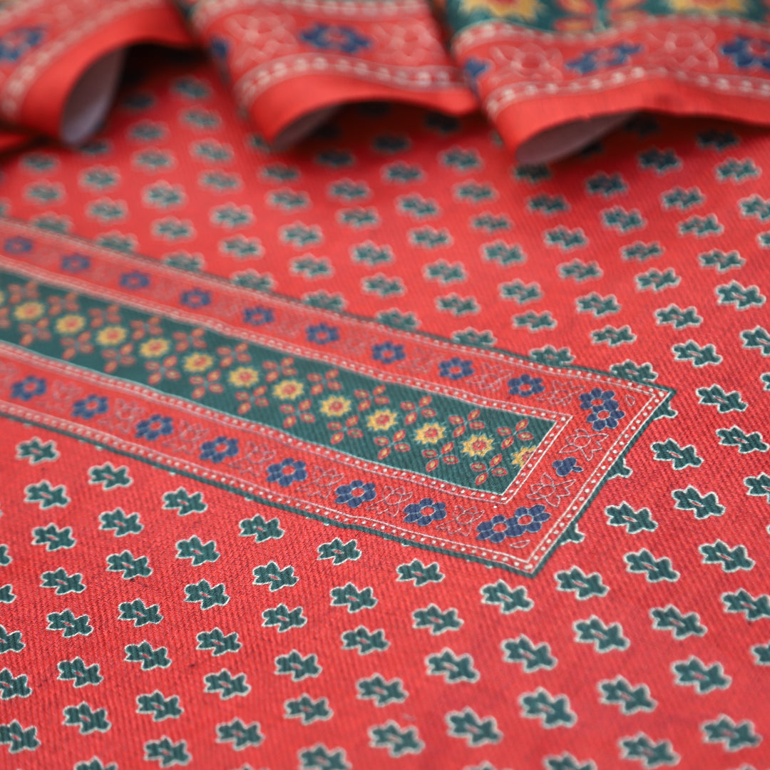 Gulabkari Crimson Red Digital Printed Semi Pashmina Winter Set