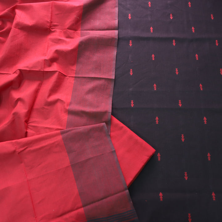 Bijuria Black All Over Thread Weaved Work in South Cotton Suit Set