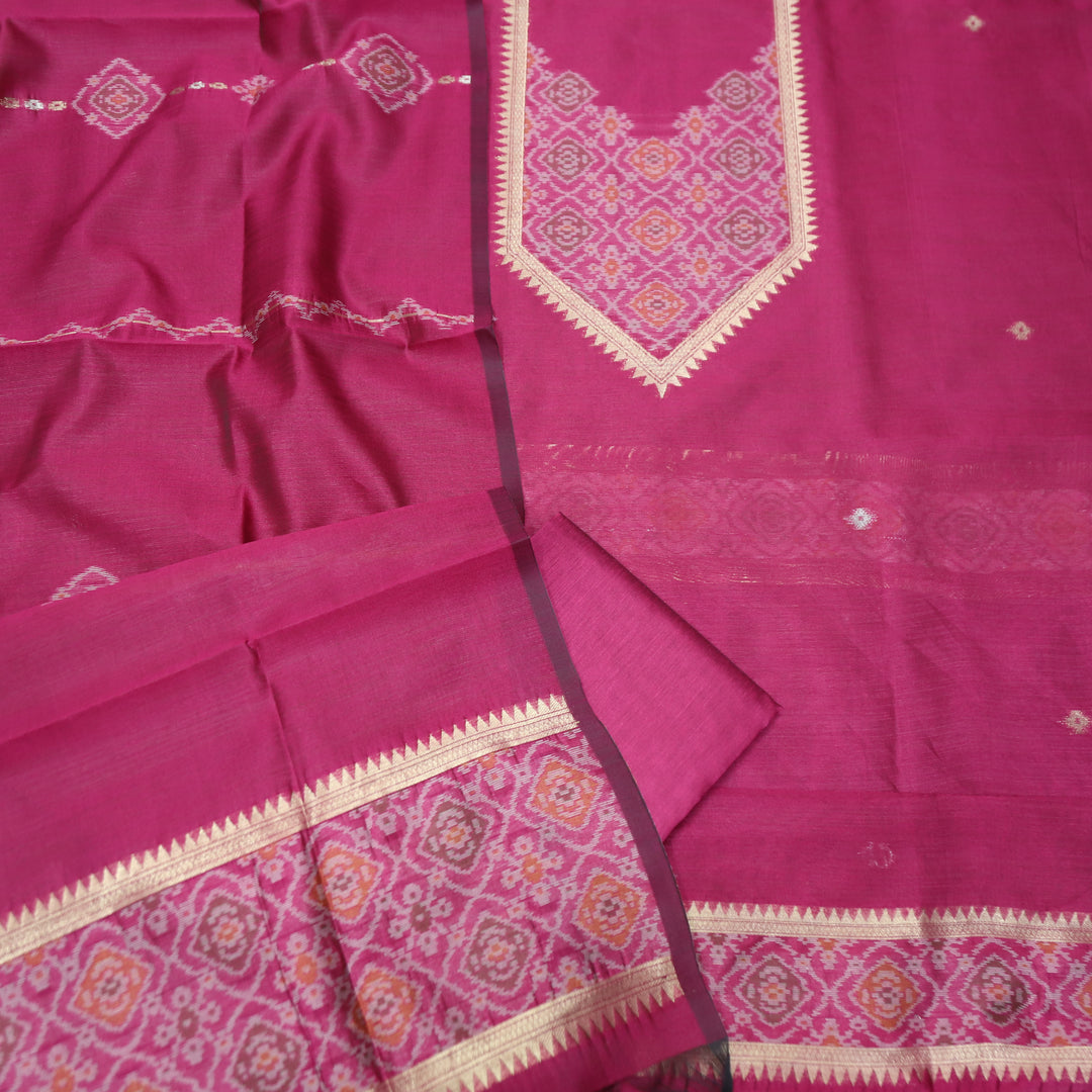 Rupali Magenta Pink Zari Weaved Tussar Chanderi Silk Set