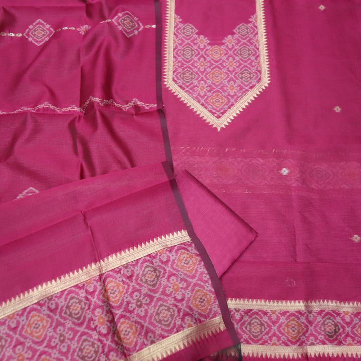 Rupali Magenta Pink Zari Weaved Tussar Chanderi Silk Set
