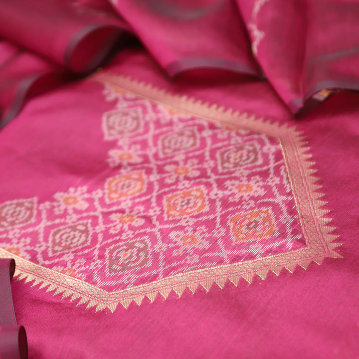 Rupali Magenta Pink Zari Weaved Tussar Chanderi Silk Set