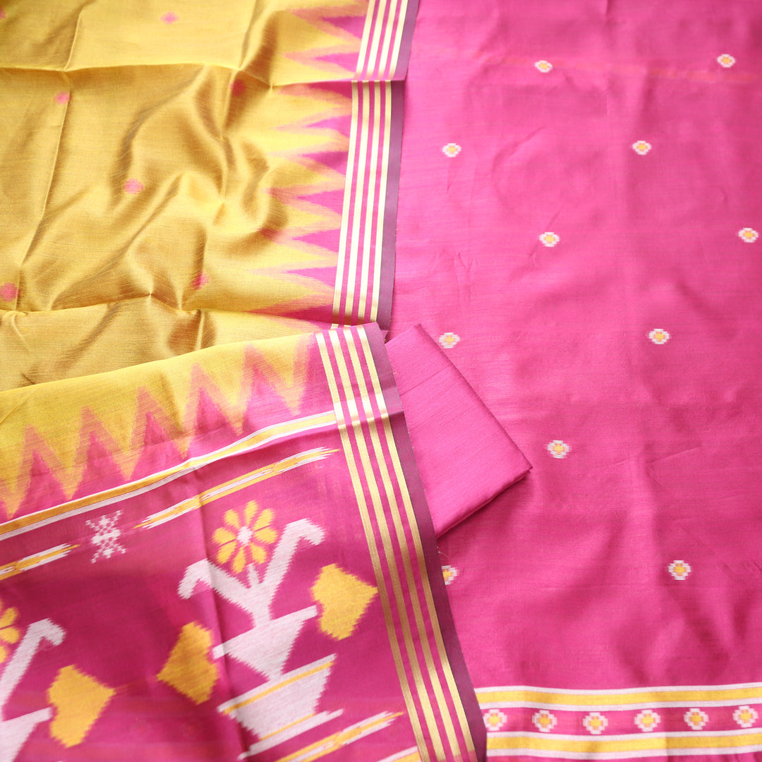 Kaveri Magenta Pink Weaved Maheswari Suit Set