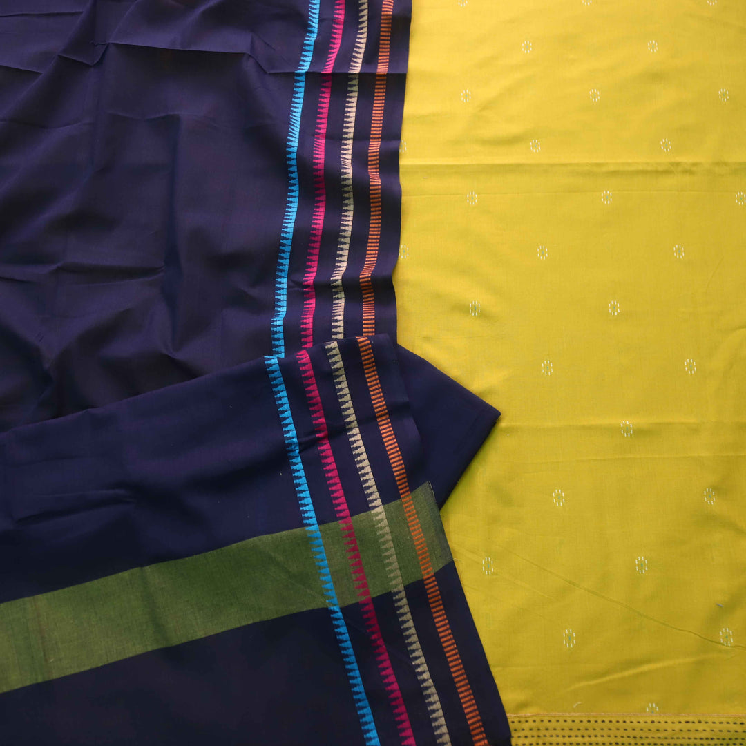Madhubala Canary Yellow All Over Thread Weaved Handloom Cotton Suit Set