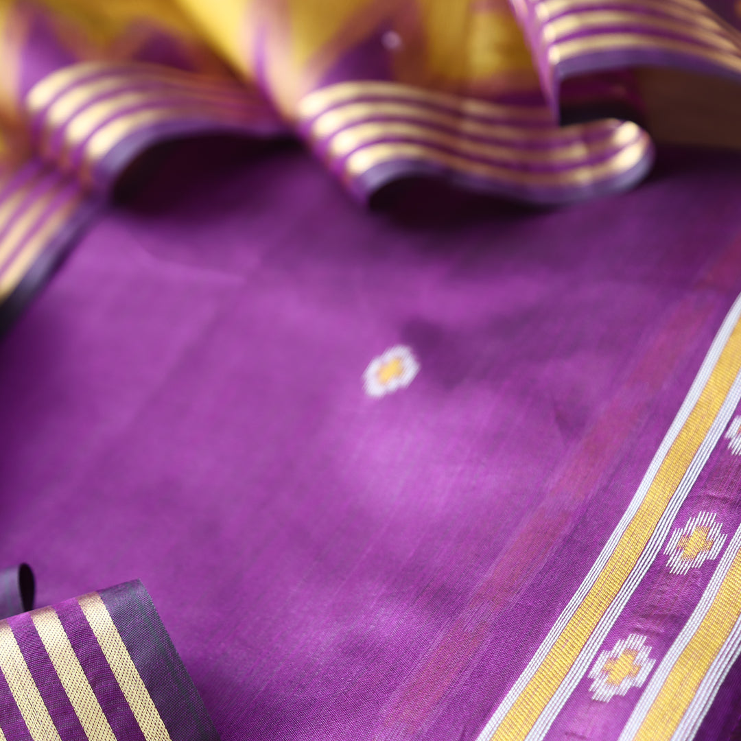 Kaveri Jamuni Purple Weaved Maheswari Suit Set