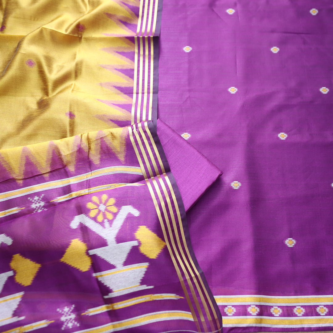 Kaveri Jamuni Purple Weaved Maheswari Suit Set