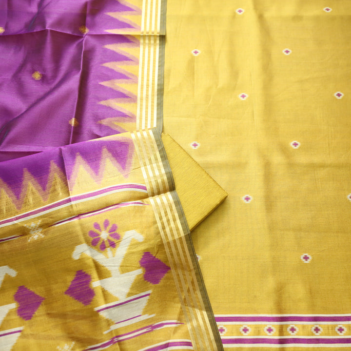 Kaveri Dandelion Yellow Weaved Maheswari Suit Set