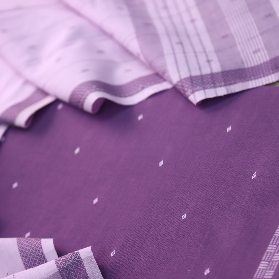 Madhubala Pastel Purple All Over Thread Weaved Handloom Cotton Suit Set