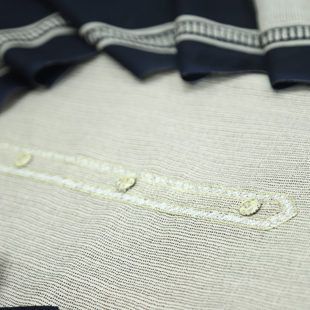 Sunaina Sand Beige with Patra and Button Work Patch Printed Cotton Set