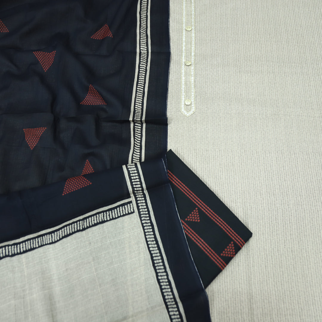 Sunaina Sand Beige with Patra and Button Work Patch Printed Cotton Set