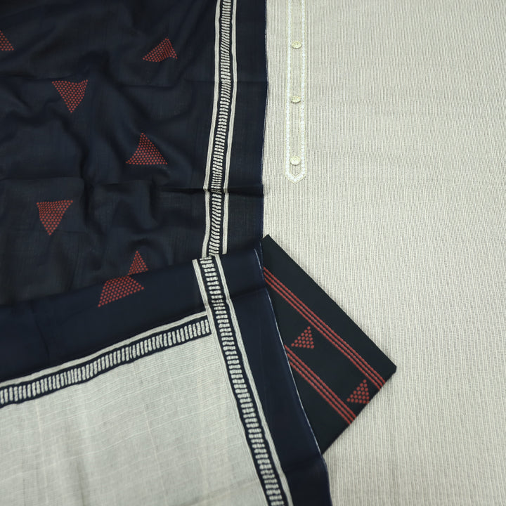 Sunaina Sand Beige with Patra and Button Work Patch Printed Cotton Set