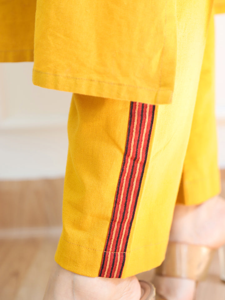 Sapna Sunflower Yellow Embroidered Panel Style 2 Piece Set