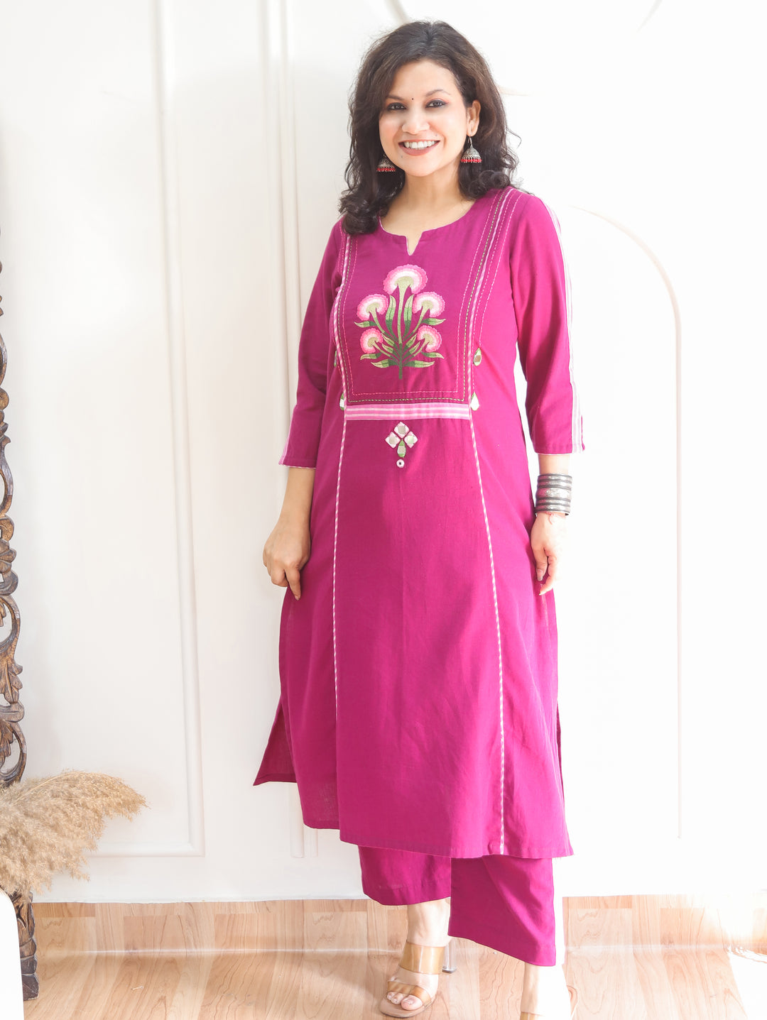Sapna Violet Purple Embroidered Panel Style 2 Piece Set