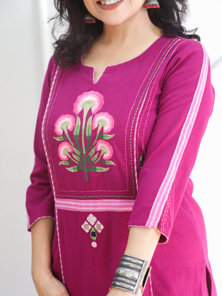 Sapna Violet Purple Embroidered Panel Style 2 Piece Set