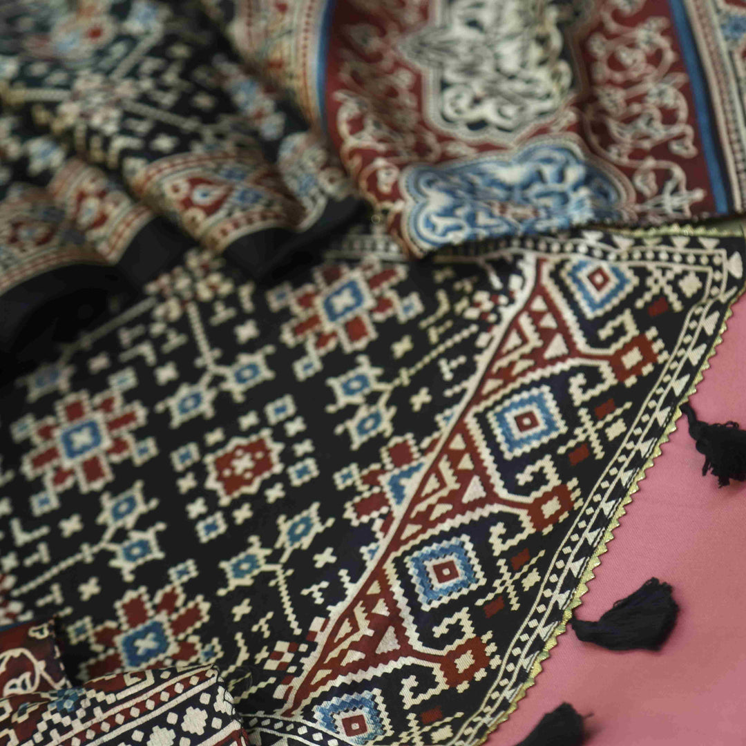 Zulfat Mulberry Pink Glazed Cotton Top and Printed Mashru Dupatta-D1