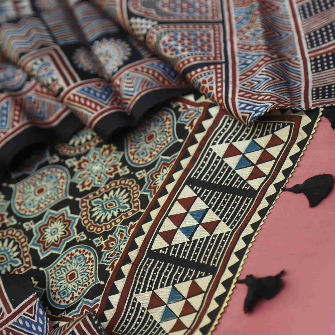 Zulfat Mulberry Pink Glazed Cotton Top and Printed Mashru Dupatta-D2