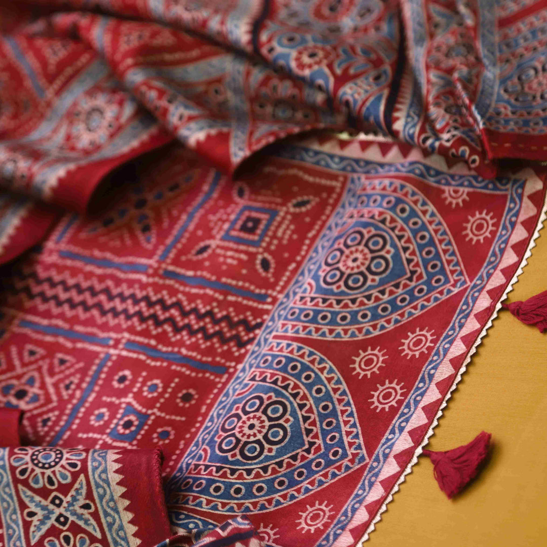 Zulfat Mustard Yellow Glazed Cotton Top and Printed Mashru Dupatta-D3
