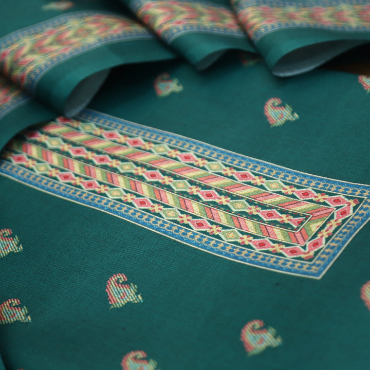 Vedika Sacramento Green Digital Kanni Printed Semi Pashmina Winter Set